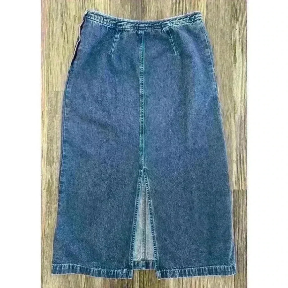 Jones New York Skirt Women’s Sz 10P Country Denim Jean Maxi Back Slit Vtg - Picture 2 of 13